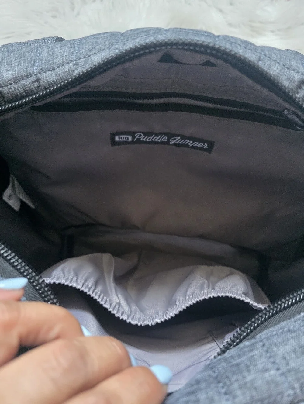 lug Gray Quilted Messenger Tote with Front Pockets